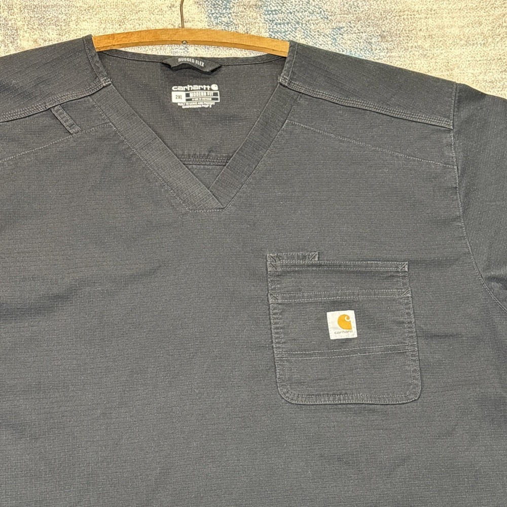 Carhartt Rugged Flex Scrub Top 2XL Black Modern Fit Unisex Medical Workwear